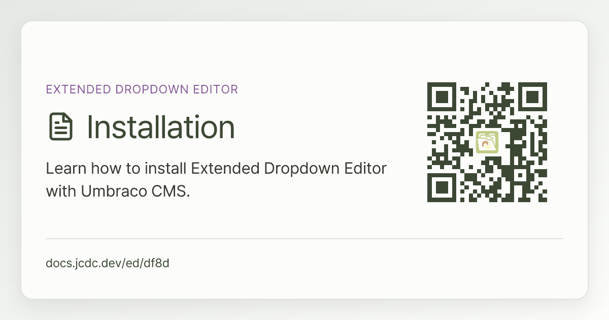 Installation | Extended Dropdown Editor | v16