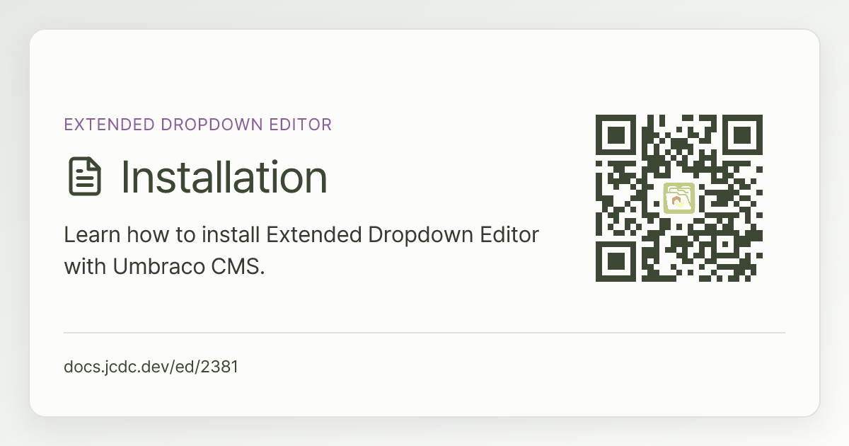Installation | Extended Dropdown Editor | v17