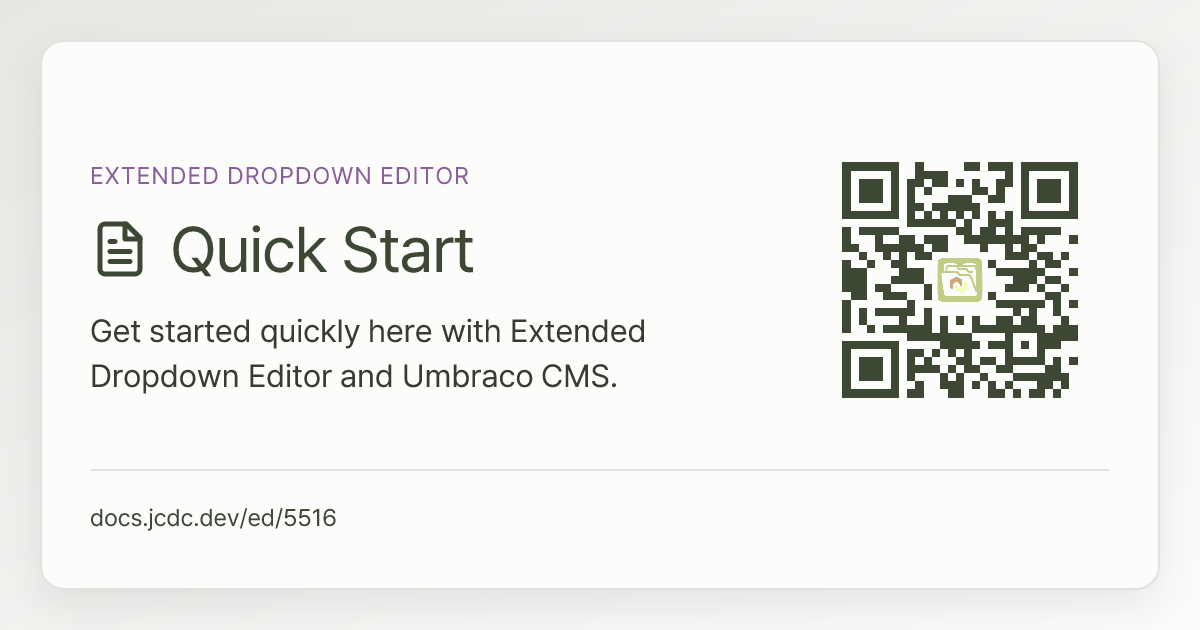 Quick Start | Extended Dropdown Editor | v17