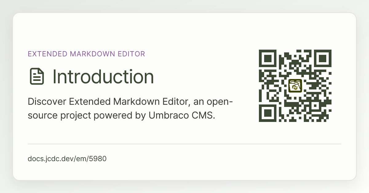 Extended Markdown Editor | v16 | Documentation