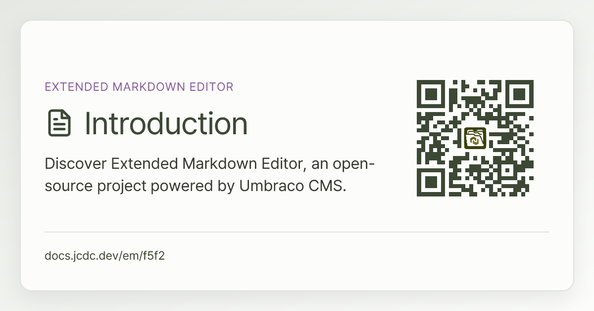 Extended Markdown Editor | v17 | Documentation