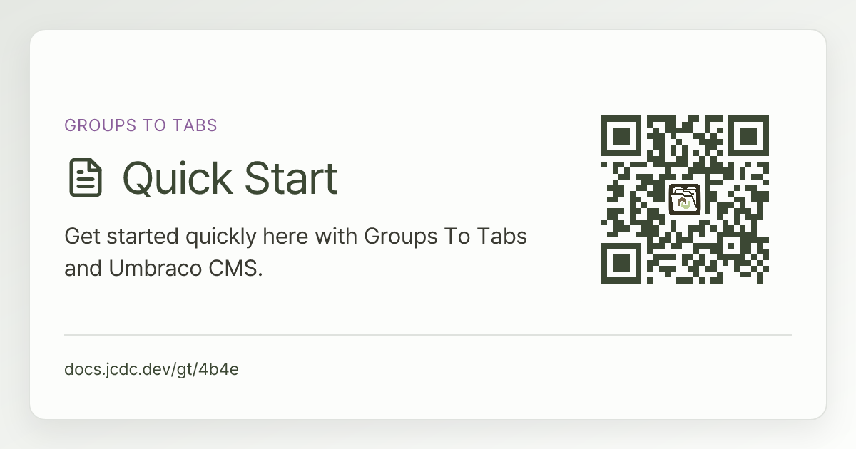 Quick Start | Groups To Tabs | v16