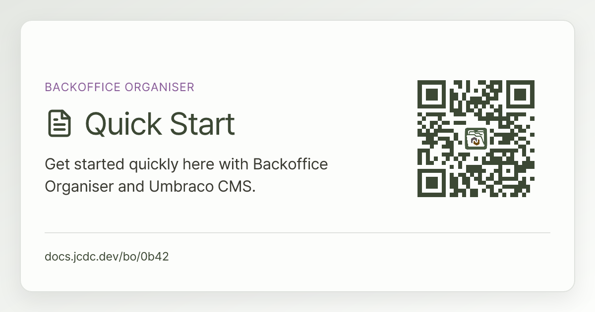 Quick Start | Backoffice Organiser | v17