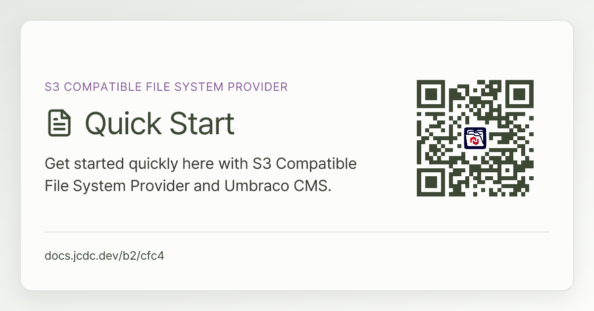 Quick Start | S3 Compatible File System Provider | v16