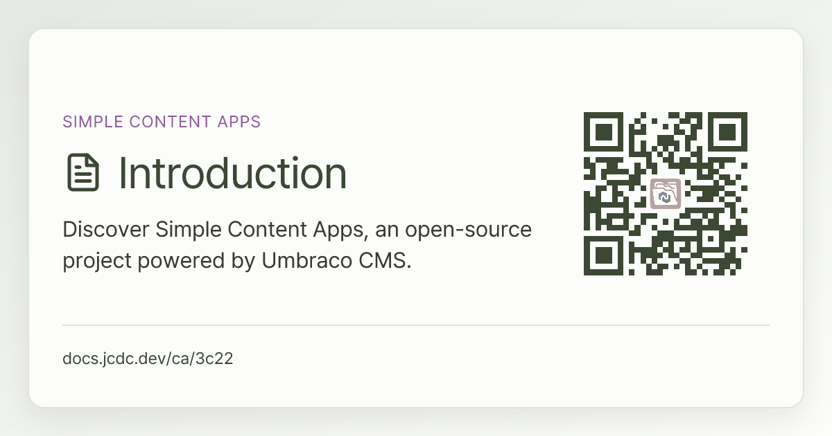 Simple Content Apps | v13 | Documentation