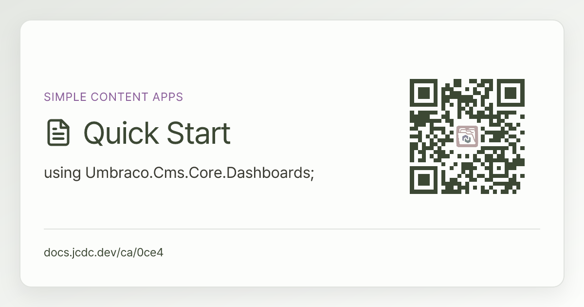 Quick Start | Simple Content Apps | v13