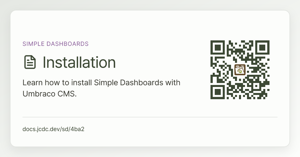 Installation | Simple Dashboards | v16