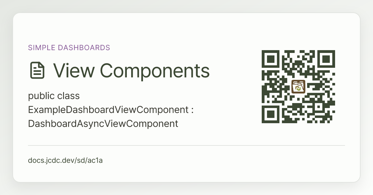 View Components | Simple Dashboards | v17