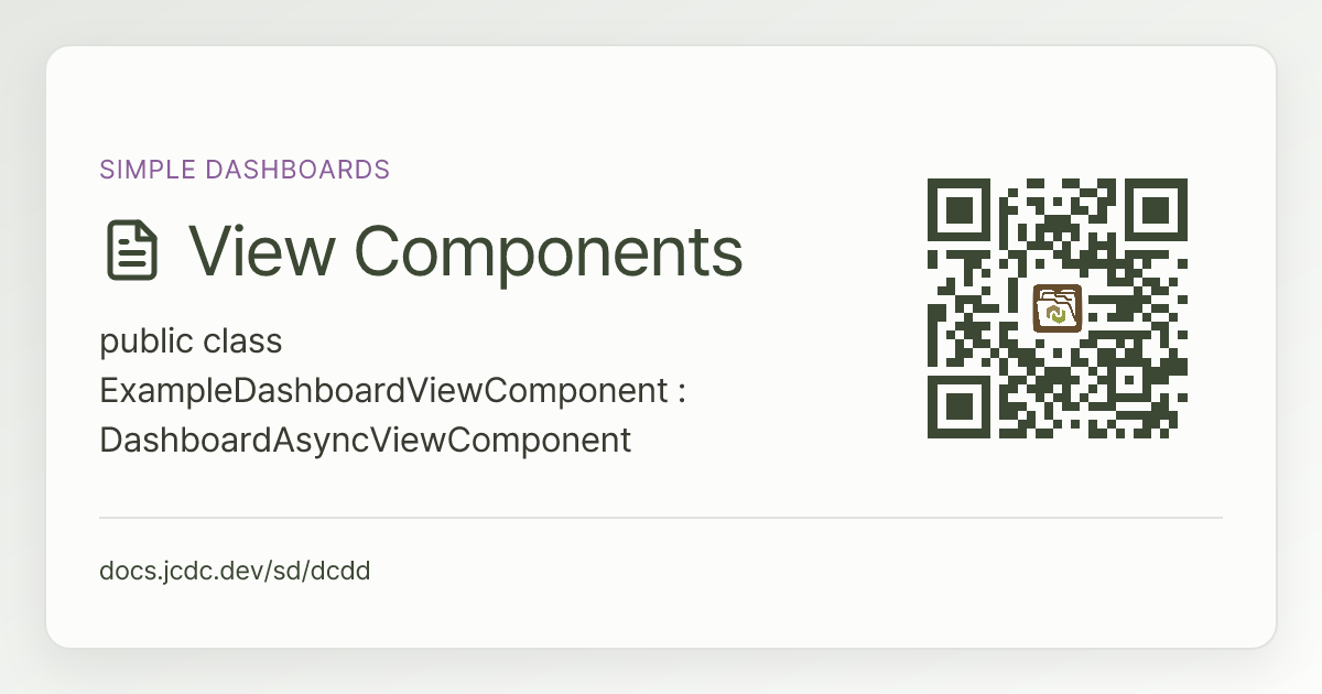 View Components | Simple Dashboards | v18