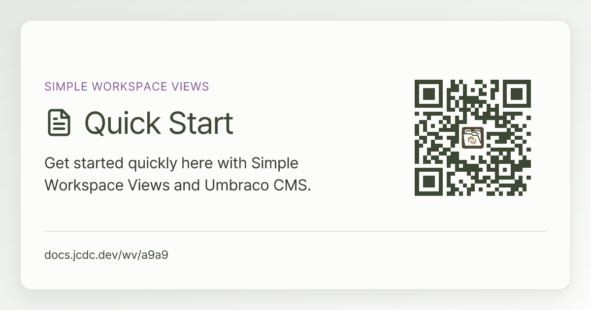 Quick Start | Simple Workspace Views | v16